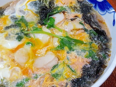 ご飯が旨い！　「生海苔とホタテの卵とじ」